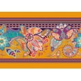 thumbnail image 2 of IBA Indianbeautifulart Orange Stripe|Leaves & Floral Artistic Printed Ribbon&nbsp;Trim&nbsp;9 Yards Velvet Fabric Laces For Crafts Sewing Accessories 3 Inches, 2 of 2