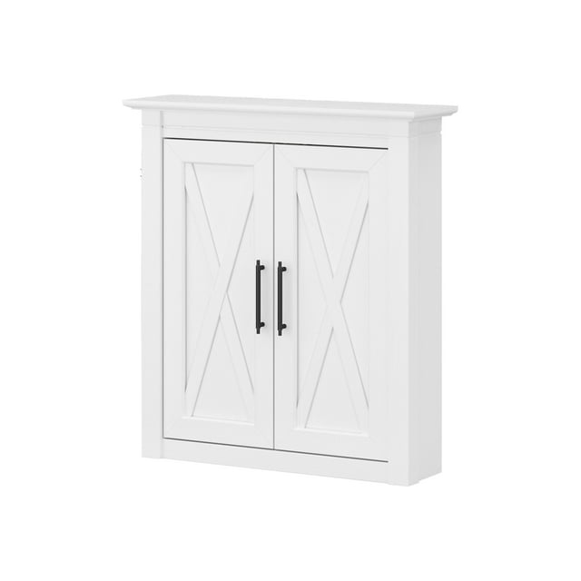 Bush Furniture Key West Bathroom Wall Cabinet with Doors in White Ash