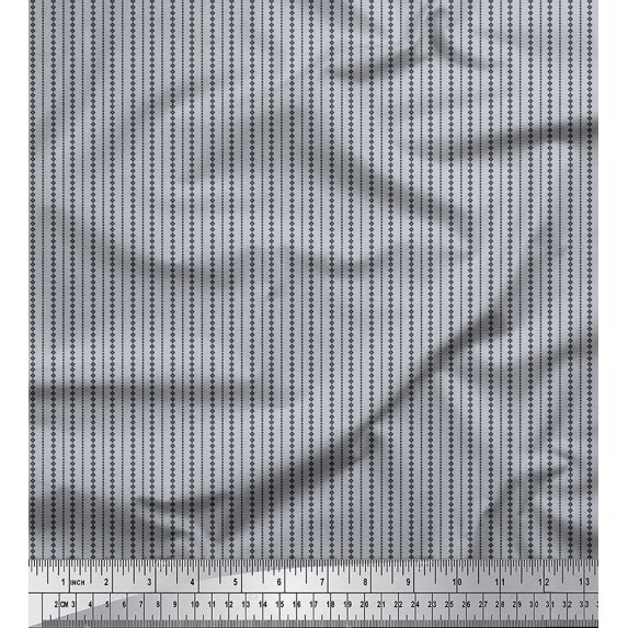 Soimoi Polyester Crepe Fabric Dotted Stripe Small Print Fabric by The Yard 42 Inch Wide
