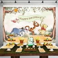 thumbnail image 4 of Pooh Bear Happy Birthday Backdrop Classic Winnie and Friends in Woods Background Neutral Green Party Decorations 7x5 ft, 4 of 5