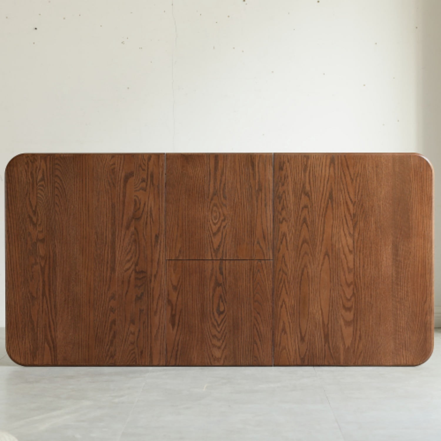 Extendable Solid Oak Dining Table, 47.2"-63" Modern Farmhouse Wooden Kitchen Table with Rounded Corners, Seats 6-8, Walnut