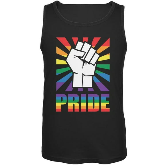 LGBT Gay Pride PRIDE Raised Fist Black Adult Tank Top