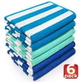 thumbnail image 7 of Beachland Classic Cabana Stripe Beach Towel - 30 x 60 inch - Soft Cotton Terry Resort Style Perfect for Beach and Pool (Royal-Tur-Mint, 6 Pack), 7 of 7