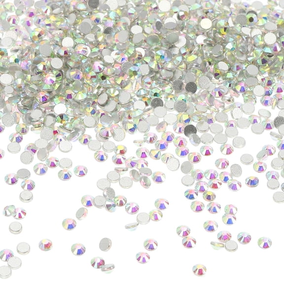Uxcell SS3 Round Flatback Rhinestones 1.2-1.4mm Crystal Glass Gems Diamonds for DIY Crafts Clothes Shoes Nail Art Decoration, Silver AB 2880Pcs