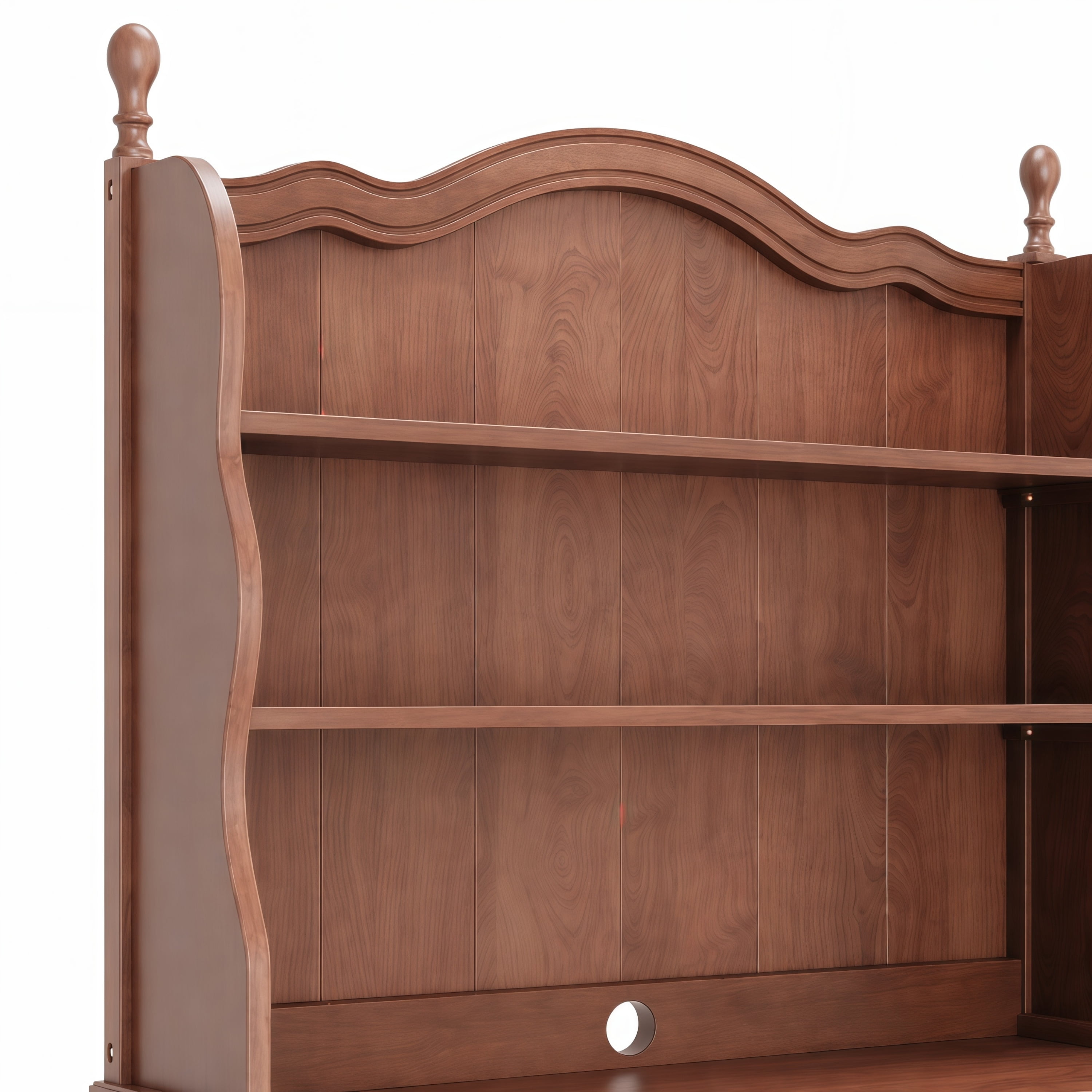 Euroco Mid-Century Computer Desk with Hutch and 2 Drawers, Wood Writing Desk Dressing Table,Study Workstation Table for Home Office Bedroom,Small Space,Walnut