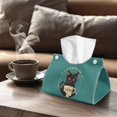 thumbnail image 4 of COEQINE Tissue Holder Organizer Creative Napkin Facial Tissue Box Holder PU Leather Rectangle Tissue Case Organizer Decorative Accessories for Home Decor, Cats Coffee Time, 2 PCS, 4 of 7