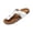 White, variant on Womens Flat Sandals Leather Thick Sole Platform Open Toe Slip on Cork Footbed Thong Sandals Soft Comfortable Adjustable Buckle Slides for Daily Walking Black 41(US-8.5)