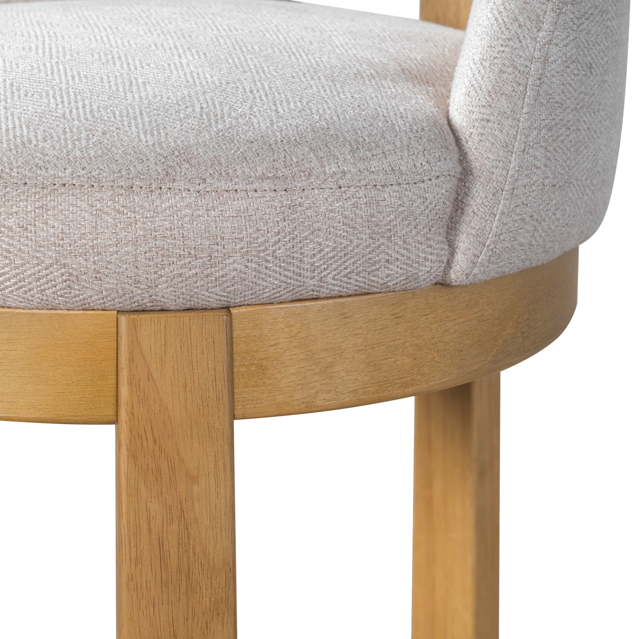 Christopher Knight Home Modern Upholstered Counter Stools with Curved Back, Wood Frame, Natural+Beige, Set of 4