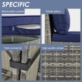 thumbnail image 4 of 9 Pieces Patio Furniture Set, Wicker Sectional Table and Chairs Sets, Patio Conversation Set with Sectional Chaise Longue, Coffee Table, Suitable for Porch Backyard Garden, Navy, 4 of 7