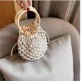 thumbnail image 4 of PIKADINGNIS Women Mini Clutch Tote Handbag Top-handle Bucket Drawstring Handbag Beach Woven Handmade Fishing Net Bag Pouch Purse, 4 of 6