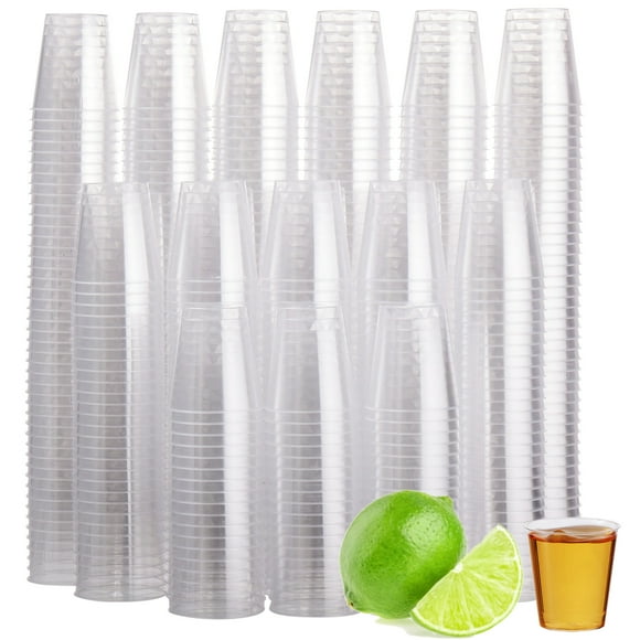 Matana - 500 Verres à Shot Mini en Plastique Transparent (1oz) pour Fête, Anniversaire, Mariage, Pub