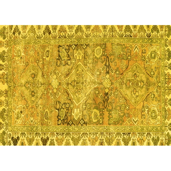 Ahgly Company Indoor Rectangle Persian Yellow Traditional Area Rugs, 4' x 6'
