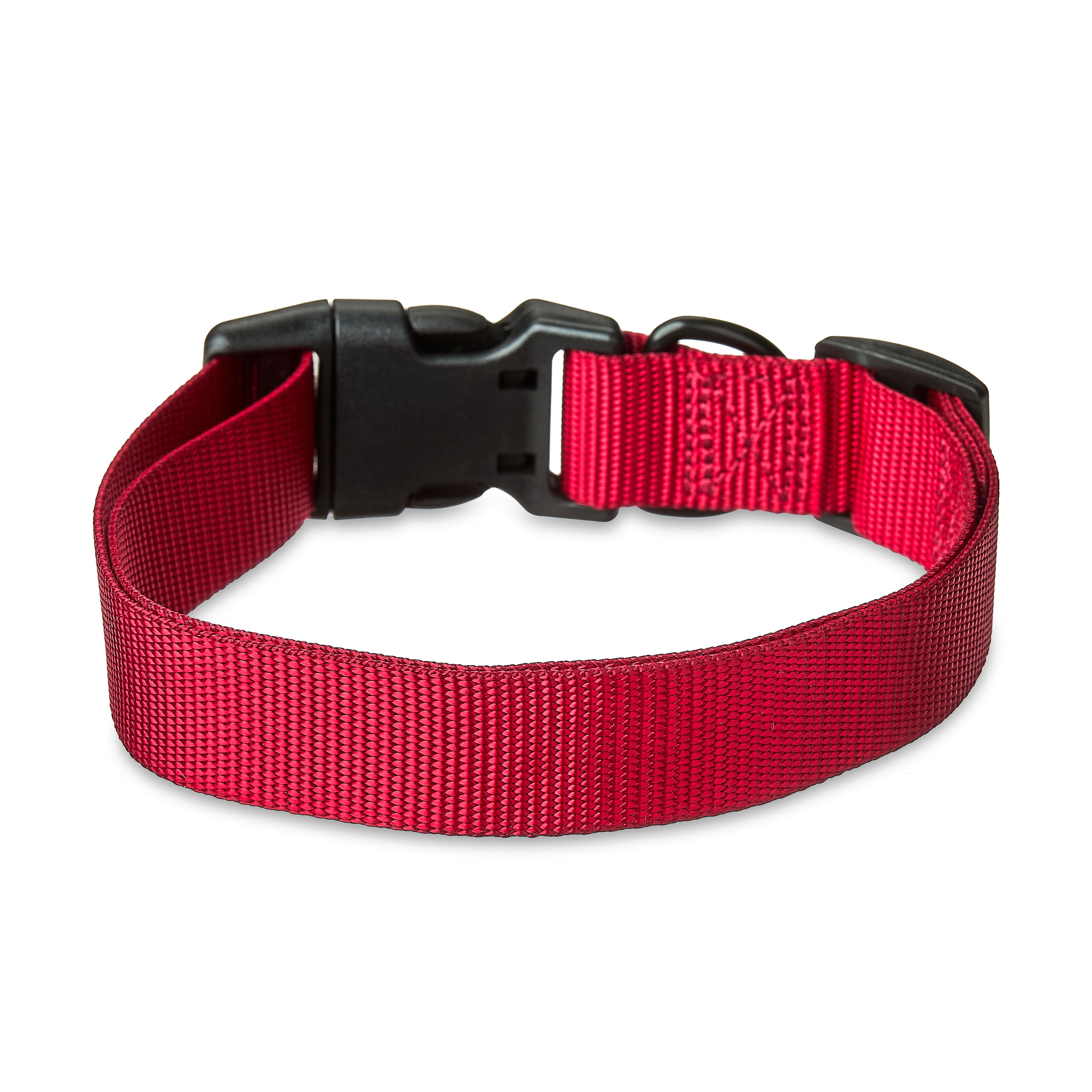 Vibrant Life Solid Polyester Adjustable Dog Collar, Red, L