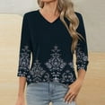 thumbnail image 3 of HomeGardon 3/4 Length Sleeve Womens Tops Summer Tops for Women Ladies' Fashionable Casual Printed V-neck Three Quarter Sleeve 3/4 Sleeve T-shirt,S-XXXL, 3 of 7