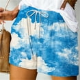 thumbnail image 2 of YUGYXL Casual Print Shorts for Women Drawstring Elastic Waist Tie Dye Shorts with Pockets Wide Leg Summer Shorts Multicolor XL, 2 of 5