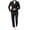 A1-Black, variant on LEKWK Black Suits for Men Cropped Double Breasted 2 Piece Suit Slim Fit Blazer and Trousers Set Buttons Formal Business Tuxedo Jackets Party Wedding Evening Outfits