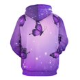 thumbnail image 3 of Dreamy Purple Butterfly Pattern Men's Women Vintage 3D Hooded Sweatshirt - All-Season Loose Fit Streetwear, 3 of 6