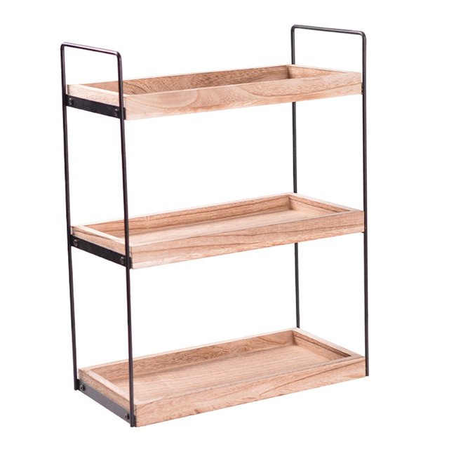 Encimera organizadora de lavabo de baño de 3 niveles, organizadores de encimera de tocador de baño, organizador de almacenamiento de madera