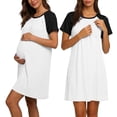thumbnail image 3 of Bovxnpu Maternity Summer Clothes,Maternity Dress for Baby Shower,Crew Neck Short Sleeve Loose Comfortable and Casual Maternity Dress, 3 of 6