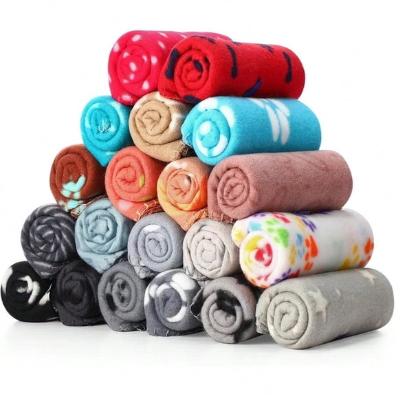 20 Pcs Puppy Blanket Pet Soft Fleece Dog Blankets Warm Felt Throw Sleep Mat Bed Covers for Doggie Puppy Pet Dogs Cat 20 Styles 39 x 35 Inch Mix