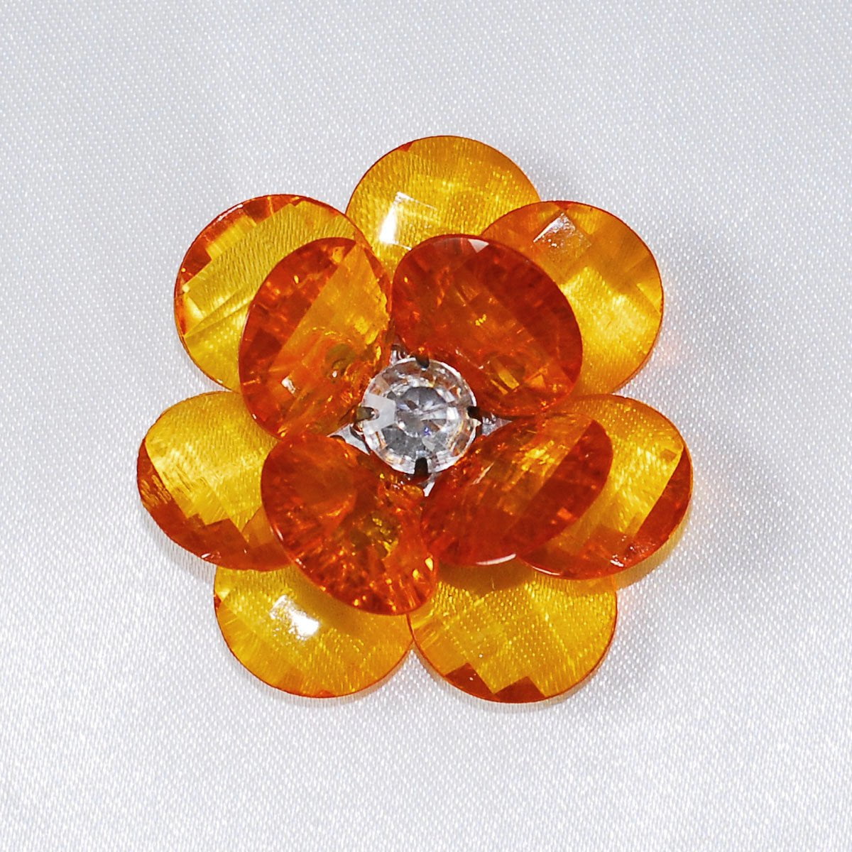Flower Crystal Lotus, Round Edge, 13/4inch, 6Piece, Orange