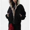 thumbnail image 3 of Unisex Faux-Fur Hooded Puffer Jacket Winter Thickened Warm Coat Heavyweight Insulated Outerwear Parka Casual Streetwear Zip-Up Cotton-Padded Jacket for Cold Weather, 3 of 5
