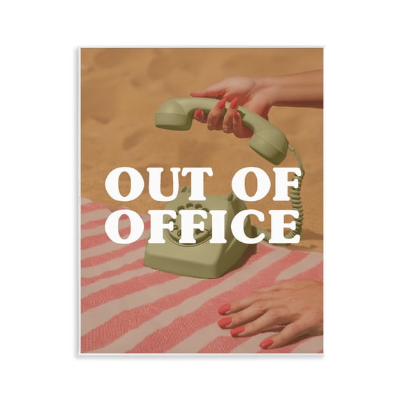 Out of Office Green Phone Wall Plaque Art, design by Lil' Rue