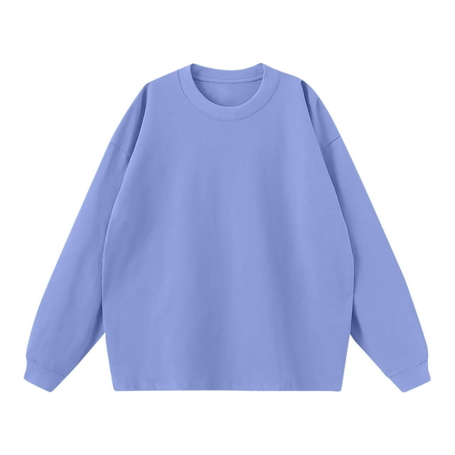 AherBiu Chandails en Molleton à Col Rond pour Hommes Manches Longues Décontracté Ample Pull-Over Couleur Unie Automne Hiver
