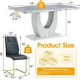 thumbnail image 6 of LUFTUT Modern Kitchen and Dining Table and Chairs Set - 63in Grey Rectangular Table with Faux Marble Top and 6 Black Faux Leather Chairs - Ideal for Dining Room,Easy Assembly, 6 of 11