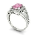 thumbnail image 2 of 1.935 ctw with Simulated Diamond Halo Accents Anniversary Ring for Women | Emerald Cut Simulated Pink Diamond | Hyperallergenic Solid 18K White Gold, 2 of 5