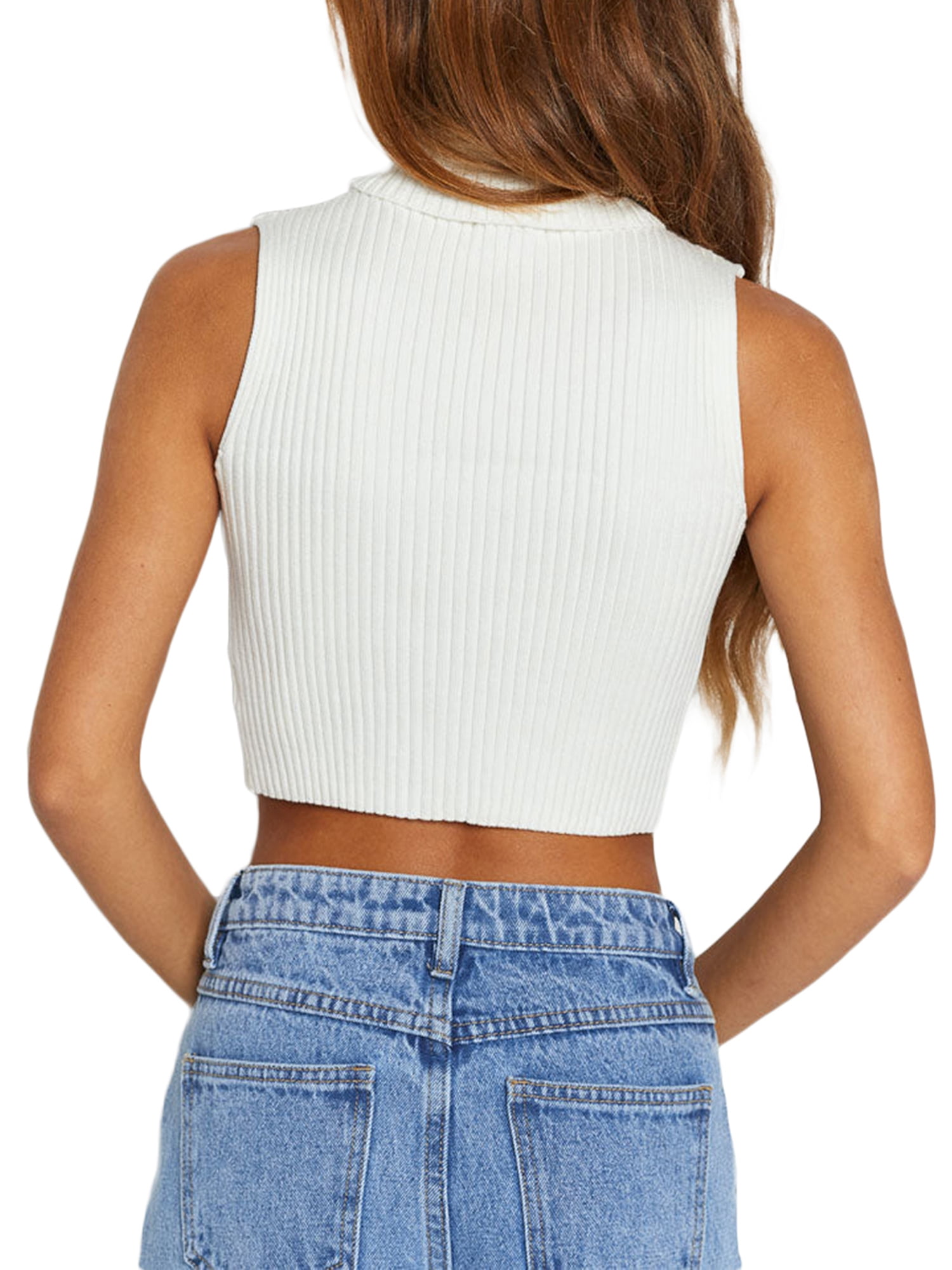 Seyurigaoka Women Sleeveless Turtleneck Sweater Vest Vinatge