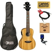 Luna UKE HTC ZBR High Tide Series Zebra Concert A/E Ukulele w/ Cable Bundle