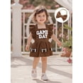 thumbnail image 5 of RUINIXCW Newborn Baby Girl Football Outfit Infant Cheerleading Outfit Game Day Embroidery Corduroy Romper Dress Flutter Sleeve Summer Dress Tutu Overalls Playsuit Headband, 5 of 9