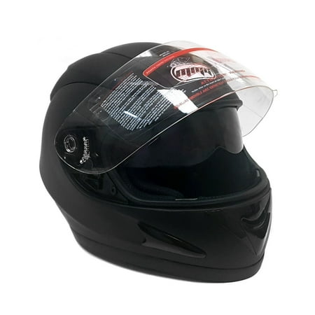 Double Helmet - Motorcycle Full Face Helmet DOT Street Legal DOUBLE VISOR - Clear Flip Up Shield and Retractable Inner Smoked Shield – Matte Black (Large) (118_DV)