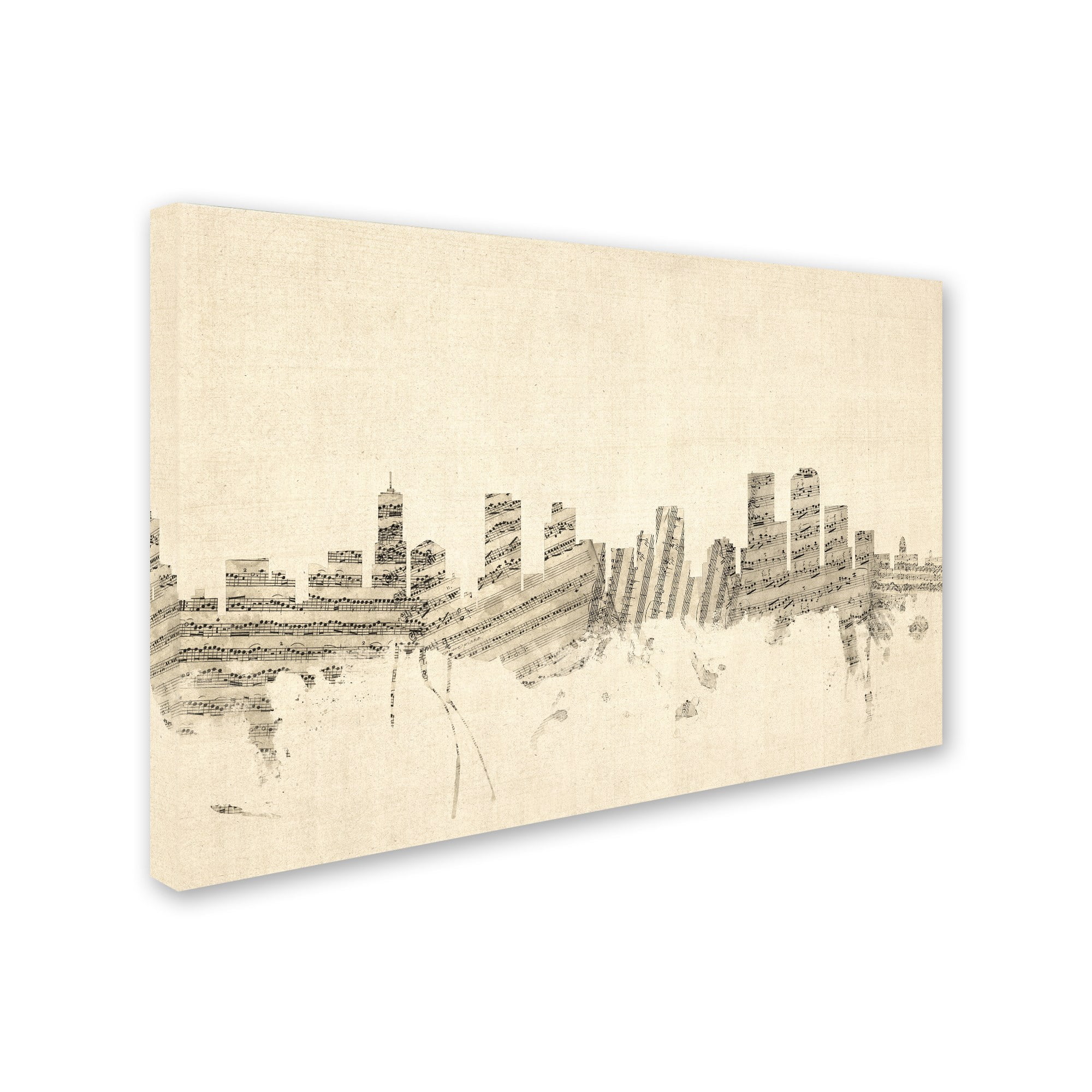 Trademark Fine Art "Denver Colorado Skyline Sheet Music" Canvas Art by Michael Tompsett