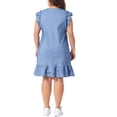 thumbnail image 3 of Agnes Orinda Women's Plus Size Keyhole Ruffle Shoulder Flared Sleeveless Midi Dress 2X Light Blue, 3 of 5