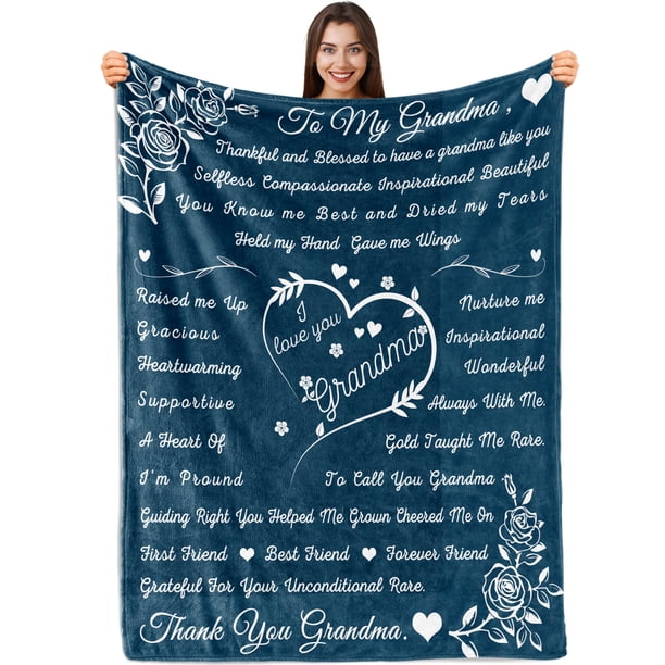 LHSHID Gifts for Grandma Birthday Gifts for Grandma I Love You Grandma Gift Blanket with Printed Blanket Unique Grandma Gift from Granddaughter or Grandson Thanksgiving Christmas 50x60in