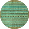 thumbnail image 1 of Ahgly Company Indoor Round Abstract Turquoise Blue Modern Area Rugs, 6' Round, 1 of 4