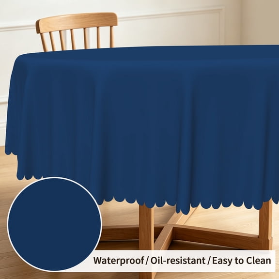 Tchckioa Navy Blue Round Tablecloth for Dining Kitchen Decor,Waterproof Table Cloth Cover,70 Inch