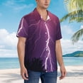 thumbnail image 2 of Lsque Thunderstorm Violet Purple pattern Hawaiian Shirt for Men, Unisex Summer Beach Casual Short Sleeve Button Down Shirts-X-Large, 2 of 9