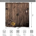 thumbnail image 3 of Farmhouse Wooden Barn Door Shower Curtain for Bathroom Decor 72Wx72H Rustic Wood Western Brown Sunflower Vintage Country Wheel Art Printed Fabric Polyester Waterproof 12 Pack Plastic Hooks, 3 of 6