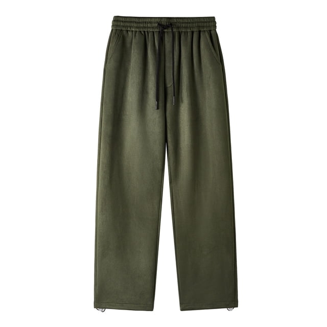 WEAIXIMIUNG Running Pants Men Men's Casual Pants Solid Color Suede Straight Pants and Pants