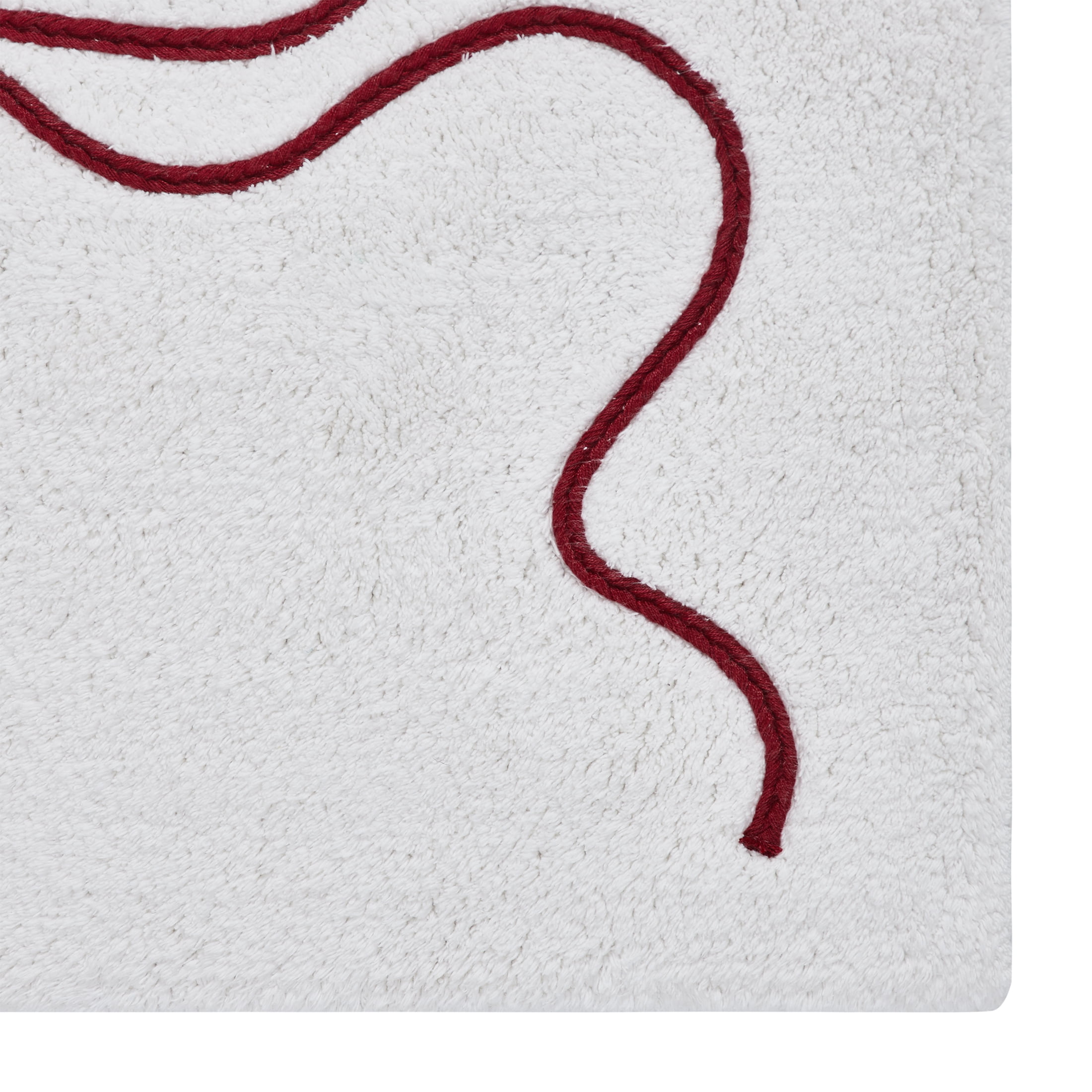 My Texas House White/Red Ribbon Cotton Bath Rug, 20" x 32"