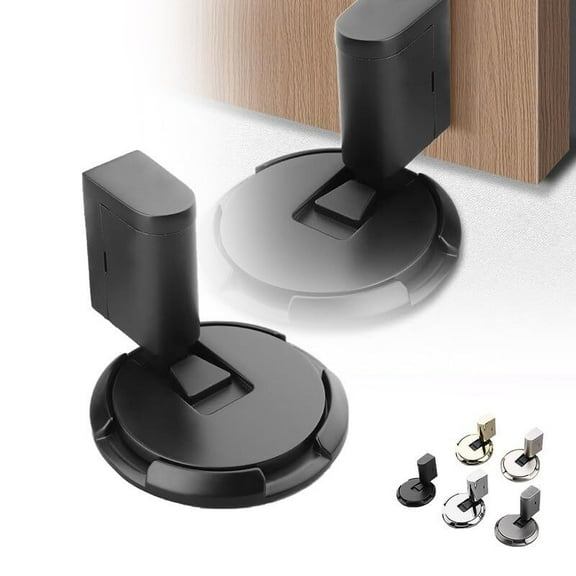 Mechanical Floor Door Stopper, 2024 New Punch-Free Mechanical Silent Floor Door Stop, No Magnetic Door Stop for Bottom of Door (Black)