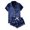 Dark Blue, variant on WREESH Womens Satin Pajama Set Casual Home Button Pajama Two Piece Sets Blue