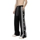 thumbnail image 1 of Pantalones con botones laterales para hombre Pantalones con botones a presión divididos a rayas sueltos informales de moda para otoño Negro XL, 1 of 8