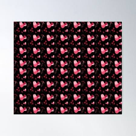 Vintage Patterns, Lovely Pink Birds Poster Wall Art, Modern Wall Decor For Living Room Bedroom, 8x12 UNFRAMED