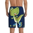 thumbnail image 3 of Fotbe Dino Playing Roller Skate Pajama Shorts for Men, Men's Pajama Bottoms, Sleepwear,Short Pajama Pants-4X-Large, 3 of 9