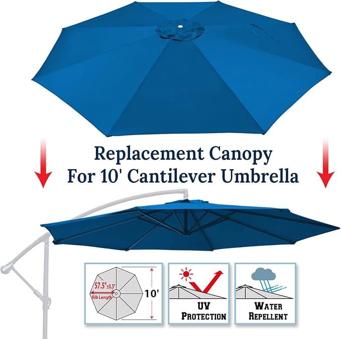 SOLAXO Replacement Umbrella Canopy for 10ft 8 ribs Cantilever Hanging Umbrella (Canopy Only)