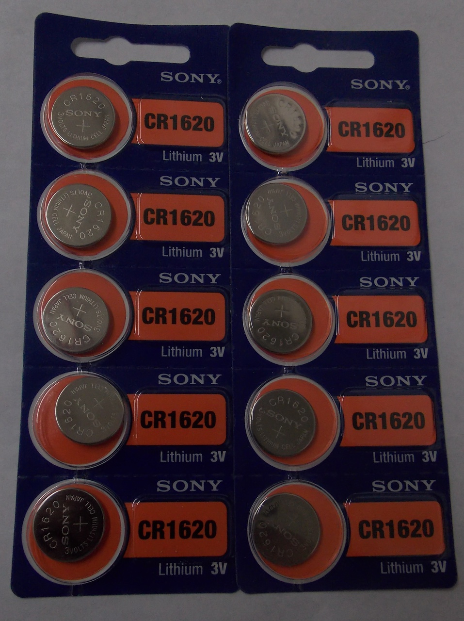 Sony CR1620 3V Lithium Coin Battery 10 Pack + FREE SHIPPING